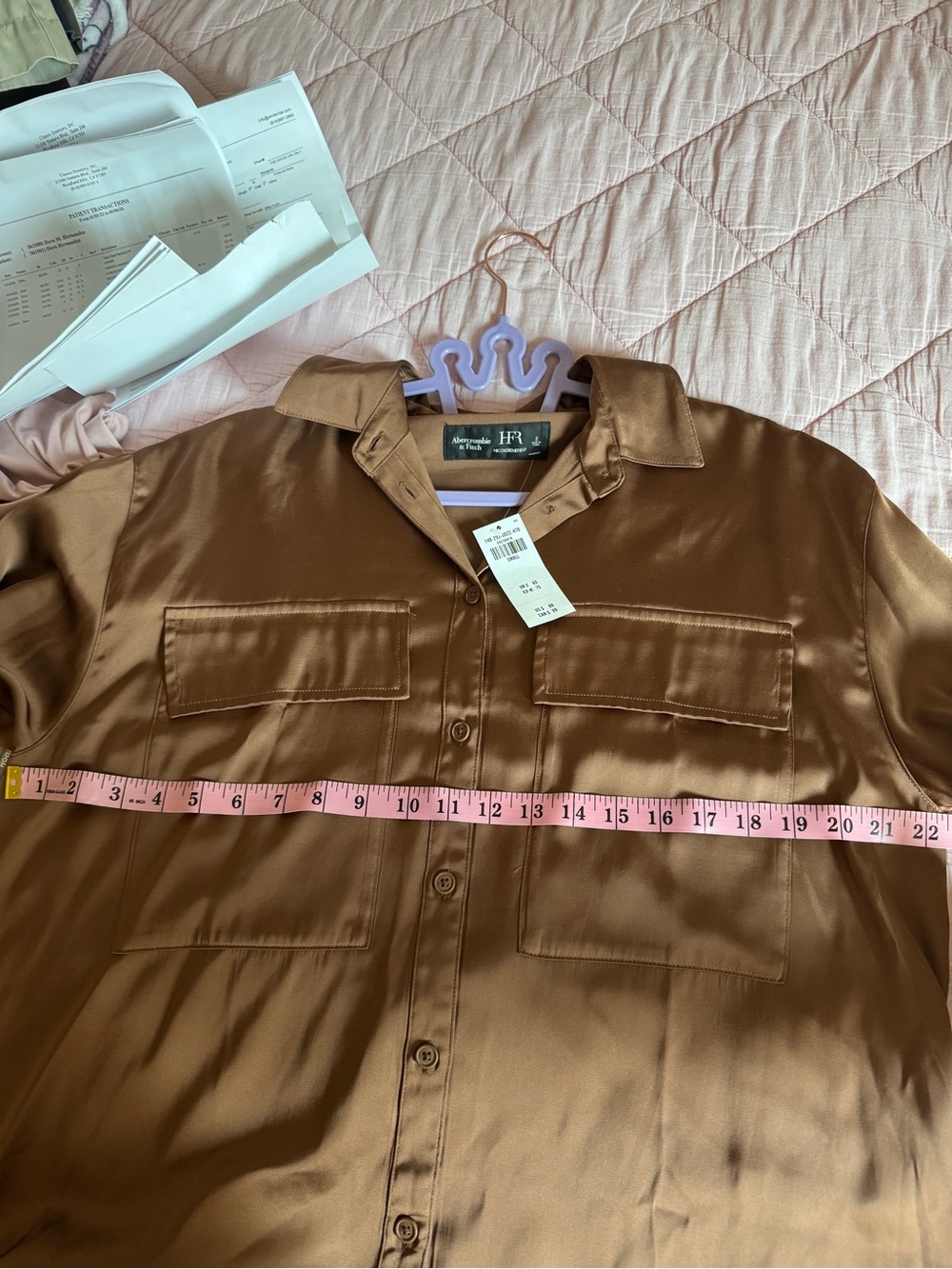 Abercrombie & Fitch Oversized Satin Button-Up Shirt - Picture 5 of 8